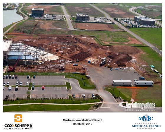 An aerial view of a medical clinic under construction