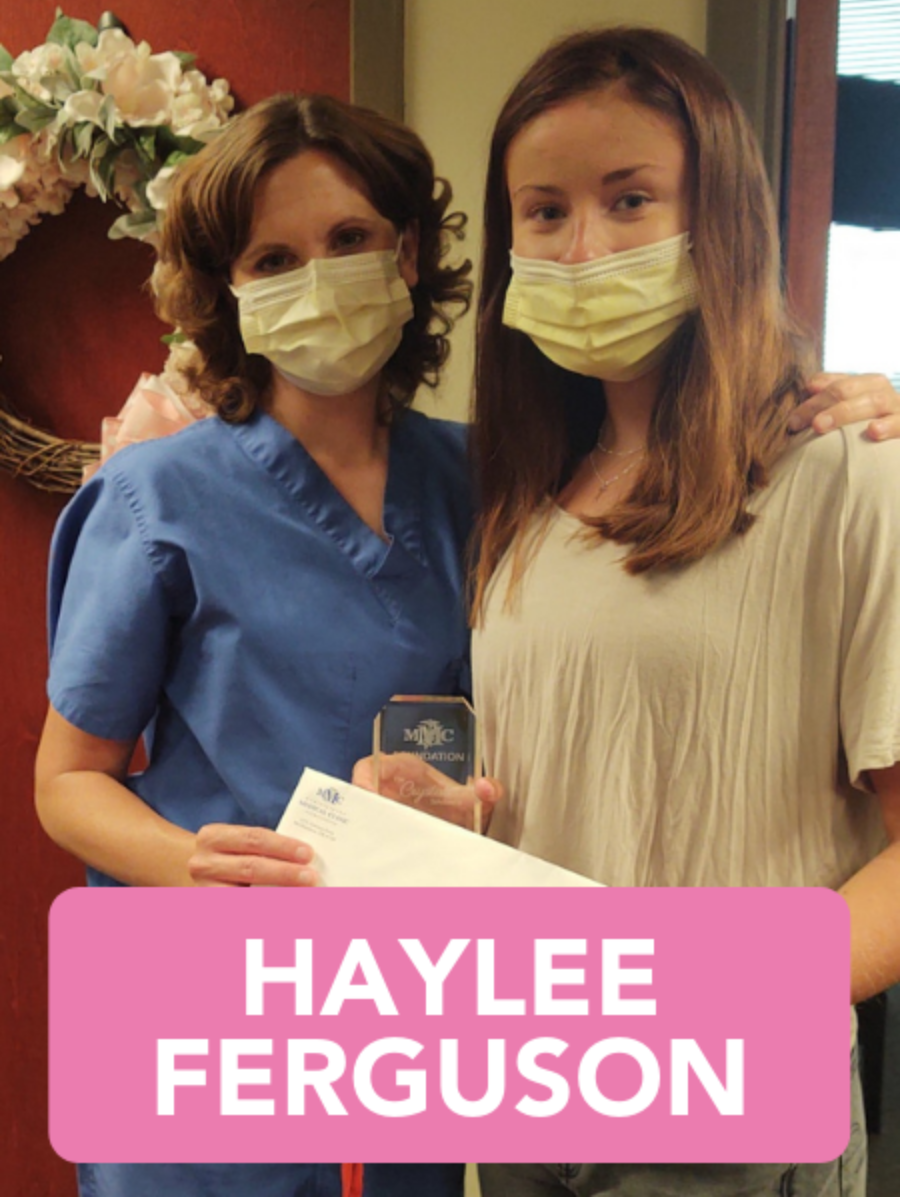 A poster for haylee ferguson shows two women wearing face masks