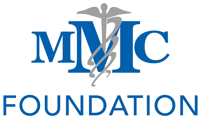 The logo for the mmc foundation has a medical symbol on it.