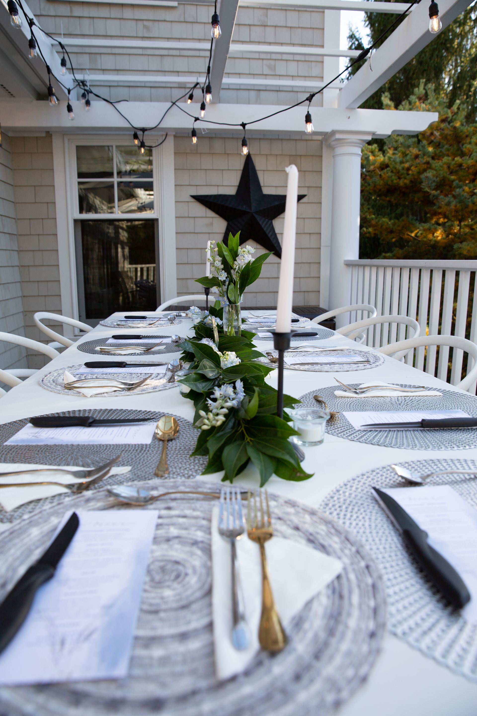 Table scape of intimate Catered event in Maine