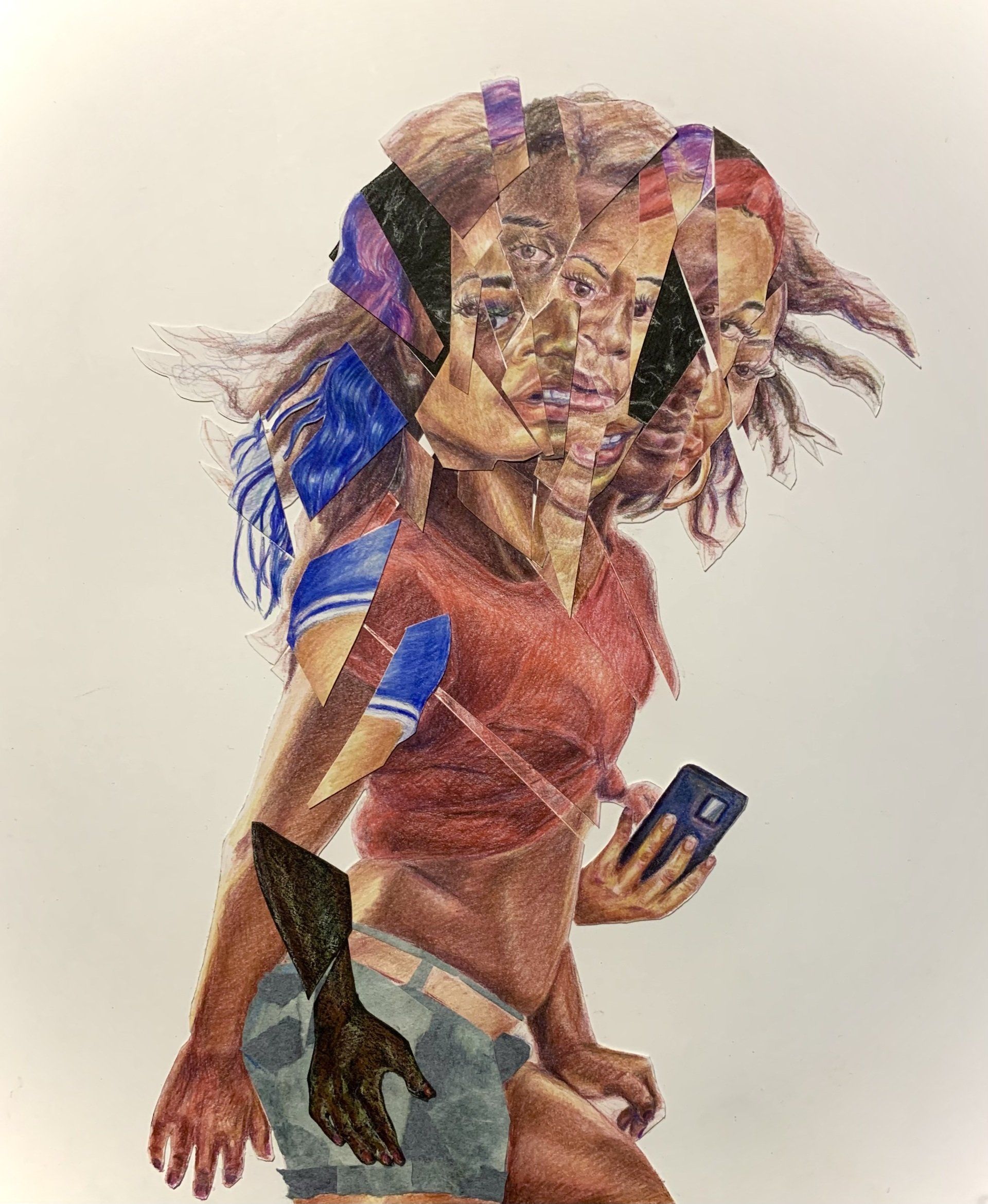 Anthony Peyton Young, Say Their Names VIII, 2020,
Collage with color pencil, asphalt paper, and chalk, 12 x16.5 inches
