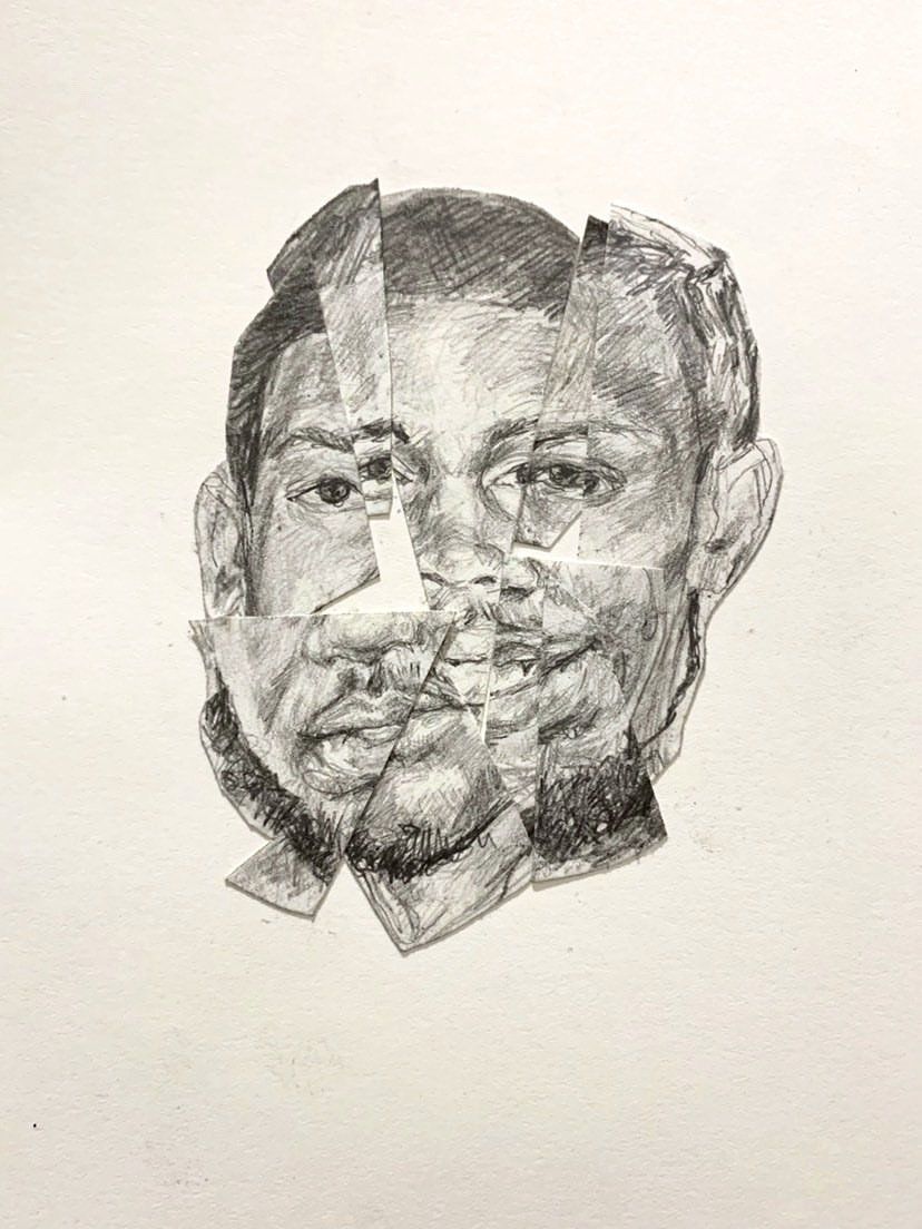 Anthony Peyton Young, Say His Name III, 2020, Collaged drawing, 8.5x11
Inches