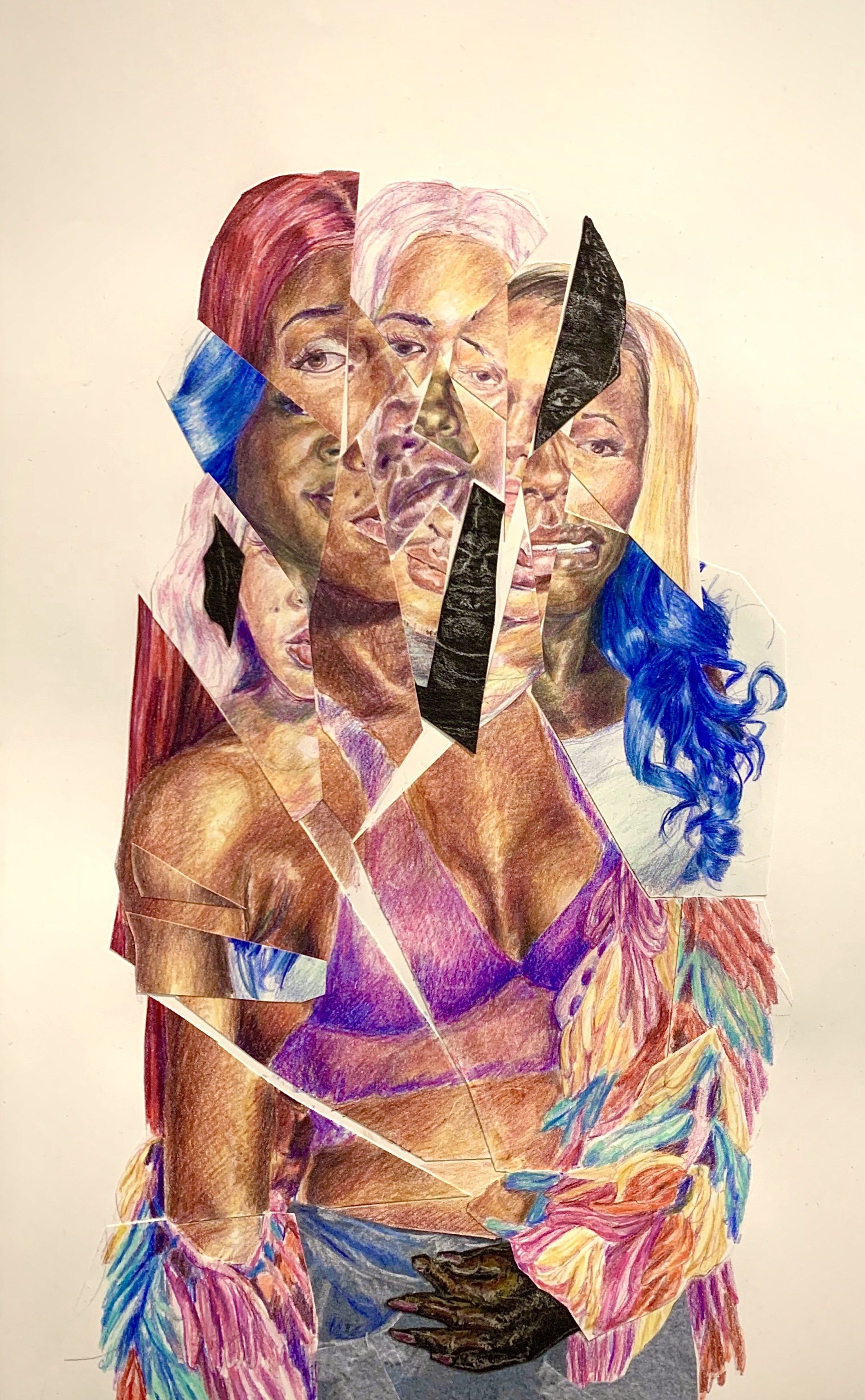 Anthony Peyton Young, Say Their Names VI1, 2020,
Collage with color pencil, asphalt paper, and chalk, 11.5 x16.5 inches