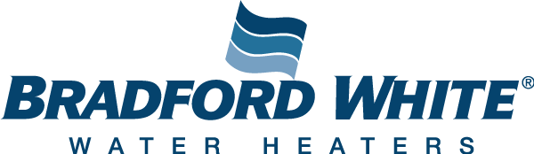 Bradford White Water Heaters logo in blue with wave icon Bradford White Water Heaters logo in blue with wave icon