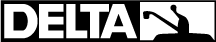 Delta logo with a white airplane silhouette on a black background