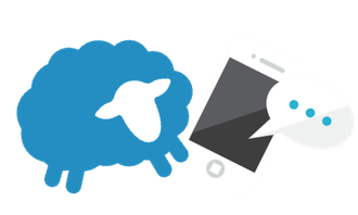 Blue cloud icon dripping onto a tilted smartphone with white splash dots.