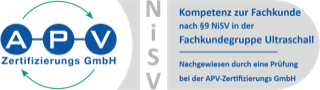 Ein blau-weißes Logo für die APV Certifications GmbH