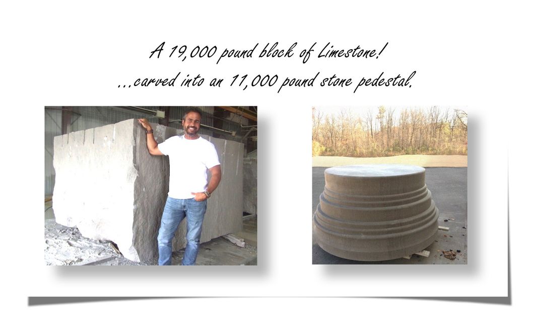 Limestone statue base