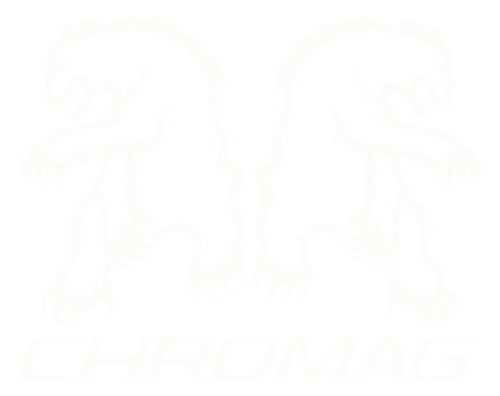 White silhouettes of two panthers face each other above the word