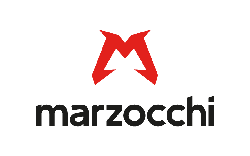 Marzocchi logo: Red and black stylized