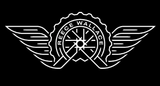White logo of 