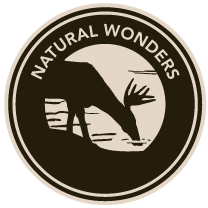 The logo for natural wonders shows a deer drinking water from a pond.