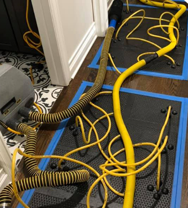 A bunch of yellow hoses are lying on the floor - Macomb, MI - Night Owl Express Carpet Cleaning