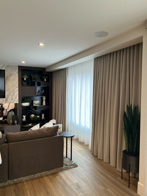 Stylish curtain fabrics enhancing a modern living space