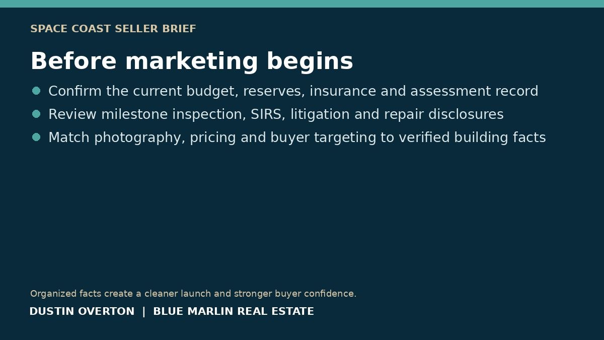 Condo seller readiness checklist for documents, insurance, inspections and marketing.