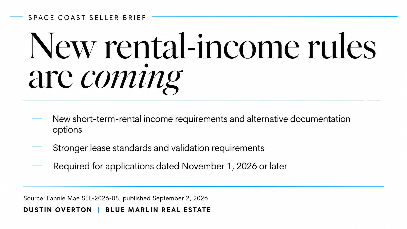 Fannie Mae rental income update for Space Coast sellers