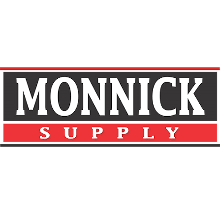 Monnick Supply logo in white on a black and red banner