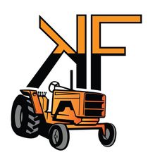 An orange tractor with the letter nf on it