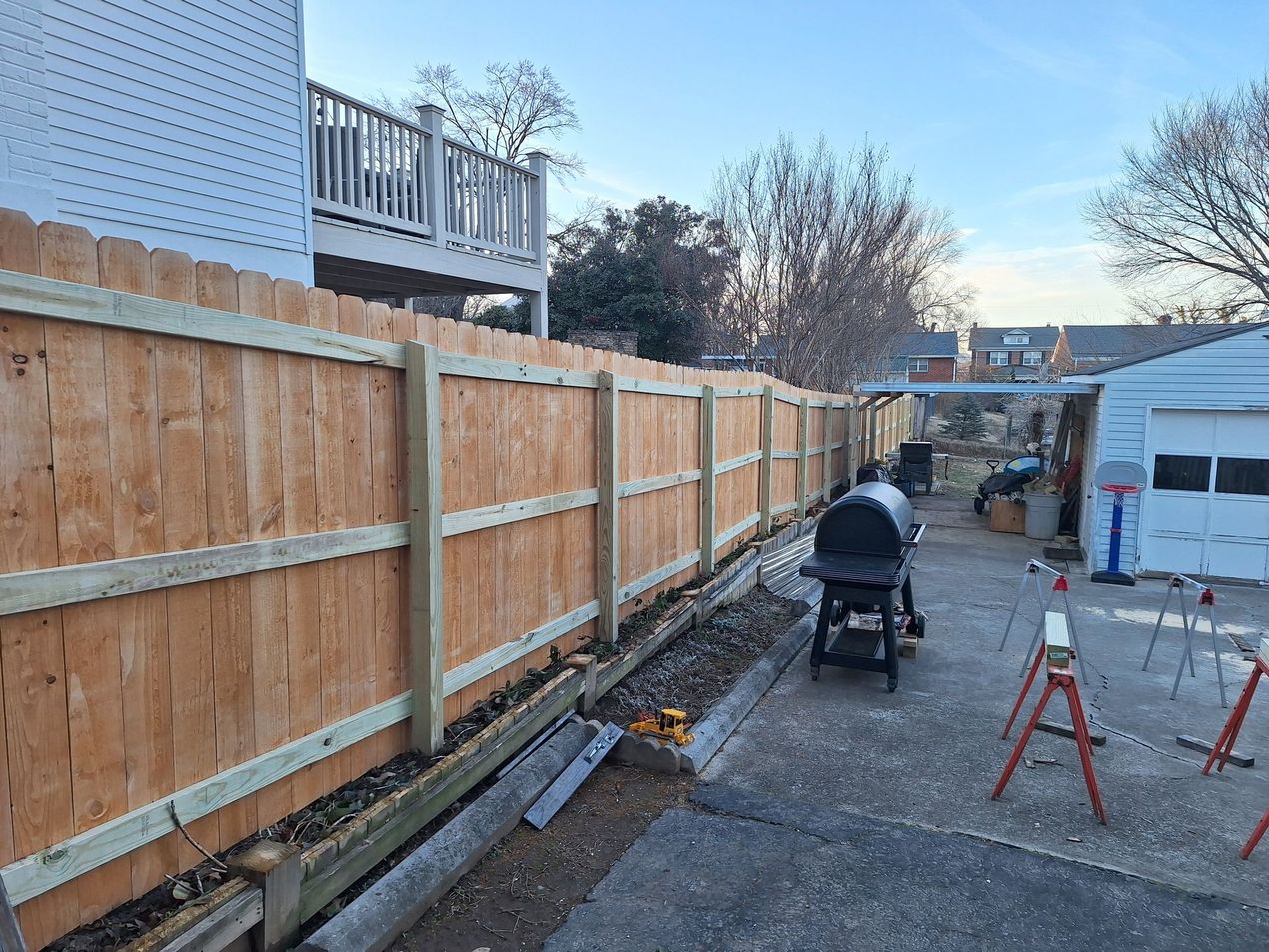 New wooden privacy fence.