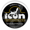 Logotipo de Icon impresiones circular en fondo negro