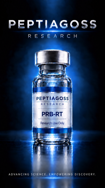 PEPTIAGOSS Research PRB-Rt serum vial on a blue glowing background