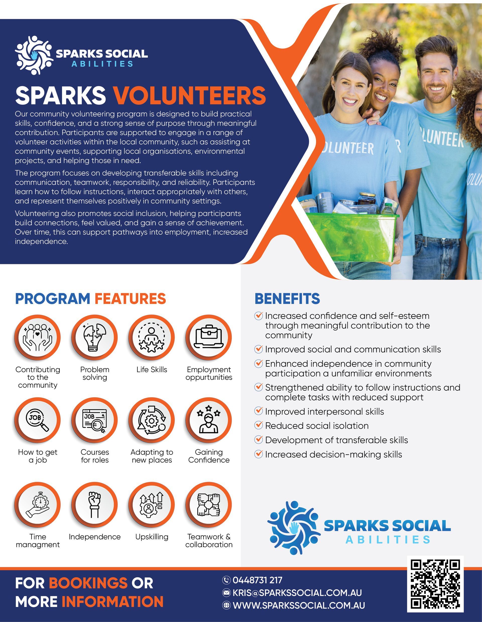 Sparks Volunteer — Sparks Social Abilities in Bungalow, QLD