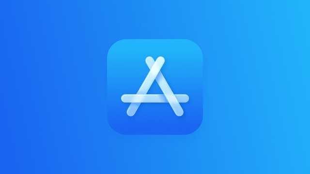 Apple App Store icon on a blue gradient background