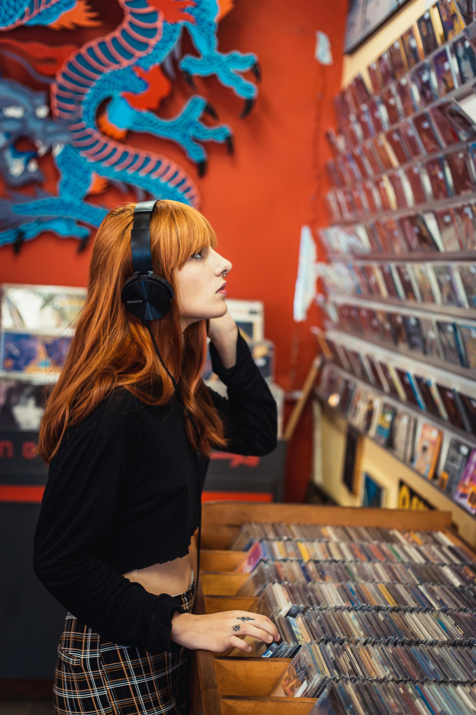 woman listening to music
