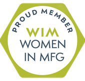 Women in MFG proud member logo for WIM