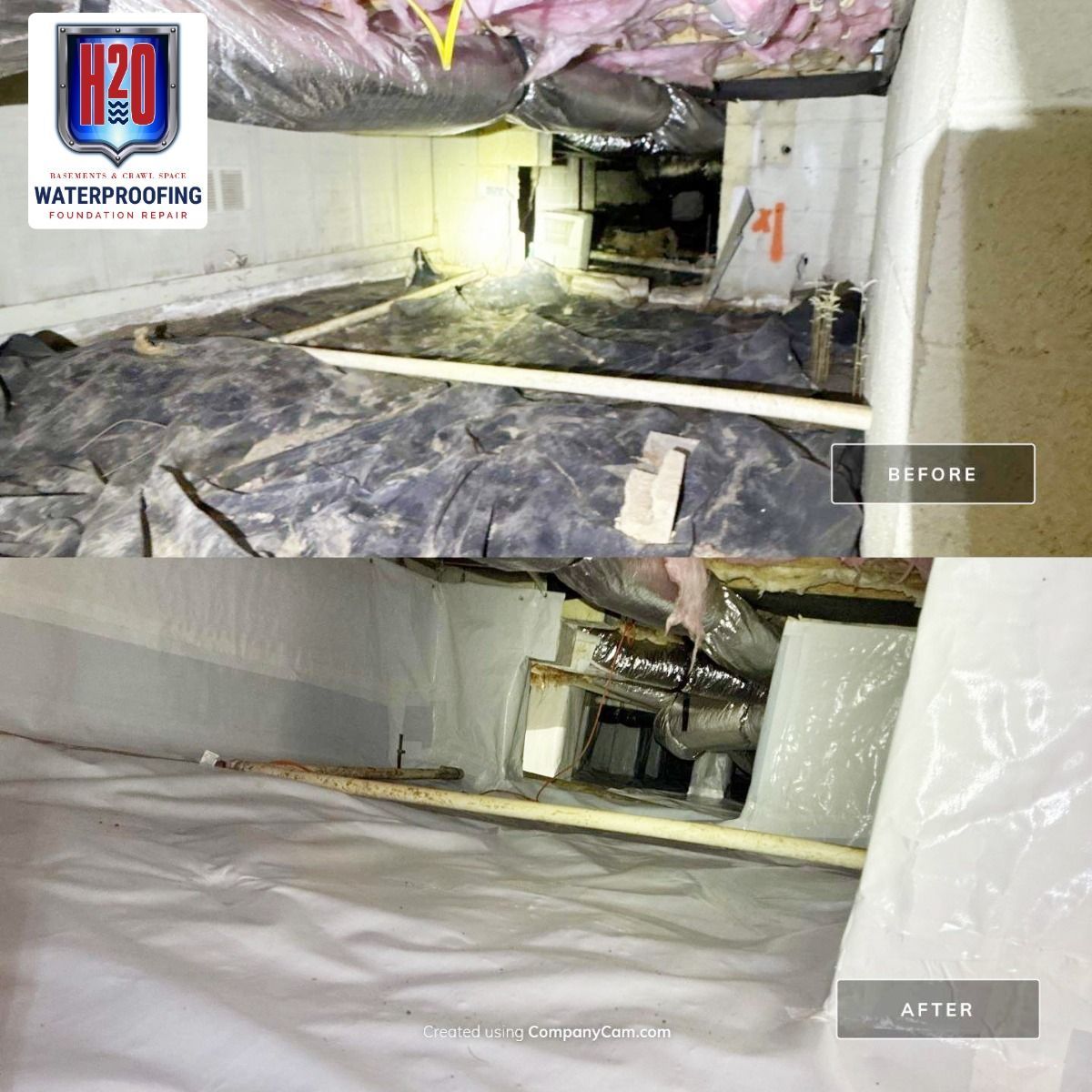 before and after of a crawl space encapsulation in Birmingham AL 35209