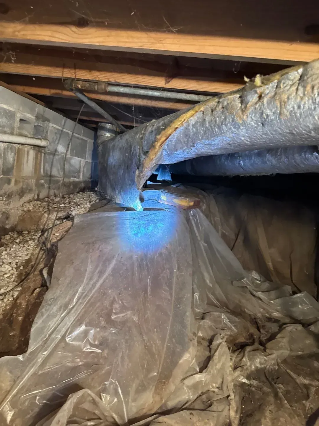 Crawl space before waterproofing in Hoover, AL by H2O Waterproofing