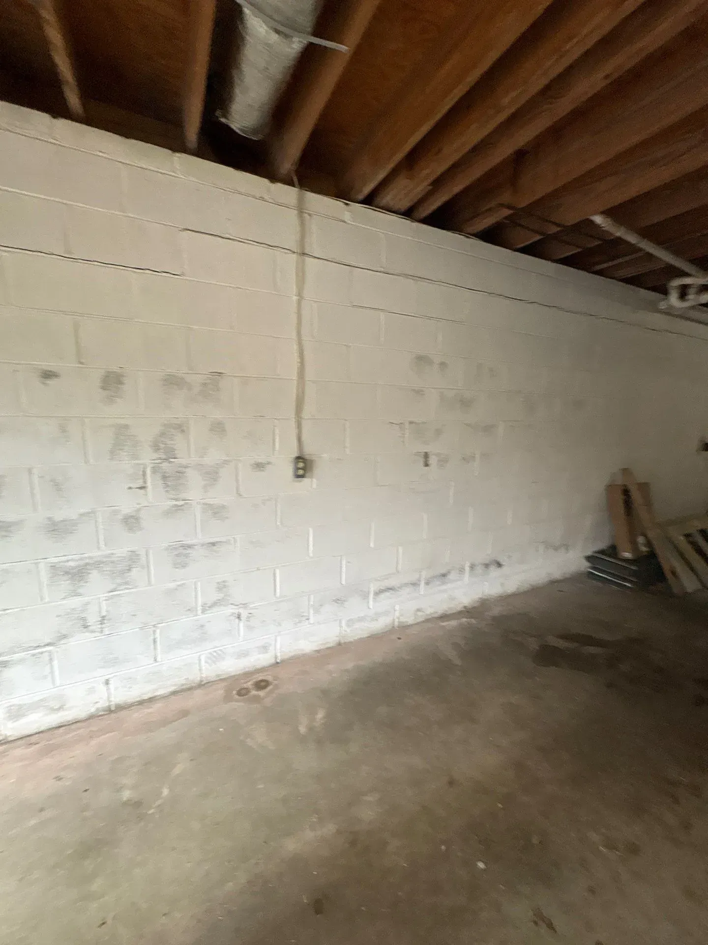 A bowing wall in the basement of a Home in Pinson Alabama.