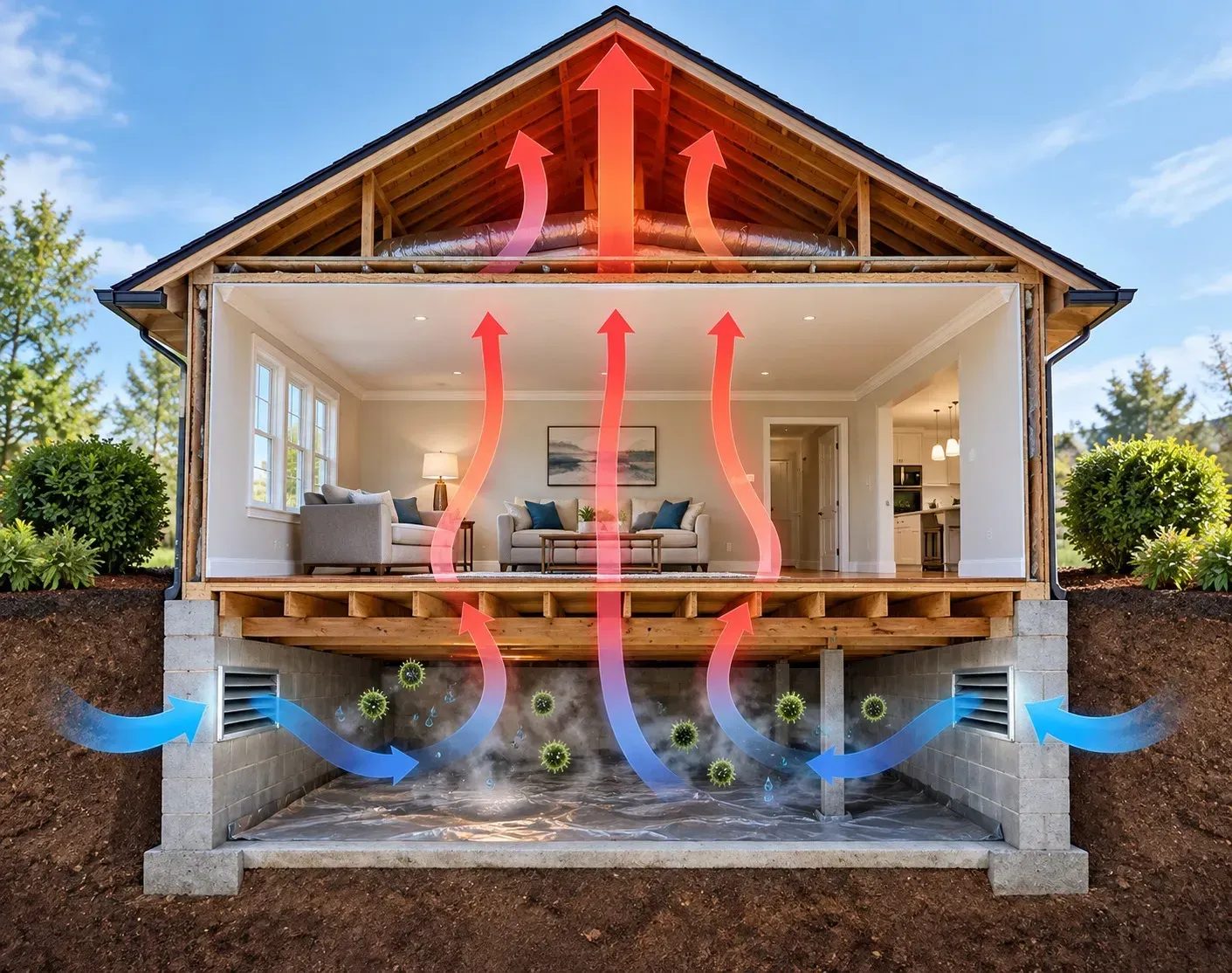 House Stack Effect and Crawlspace Airflow