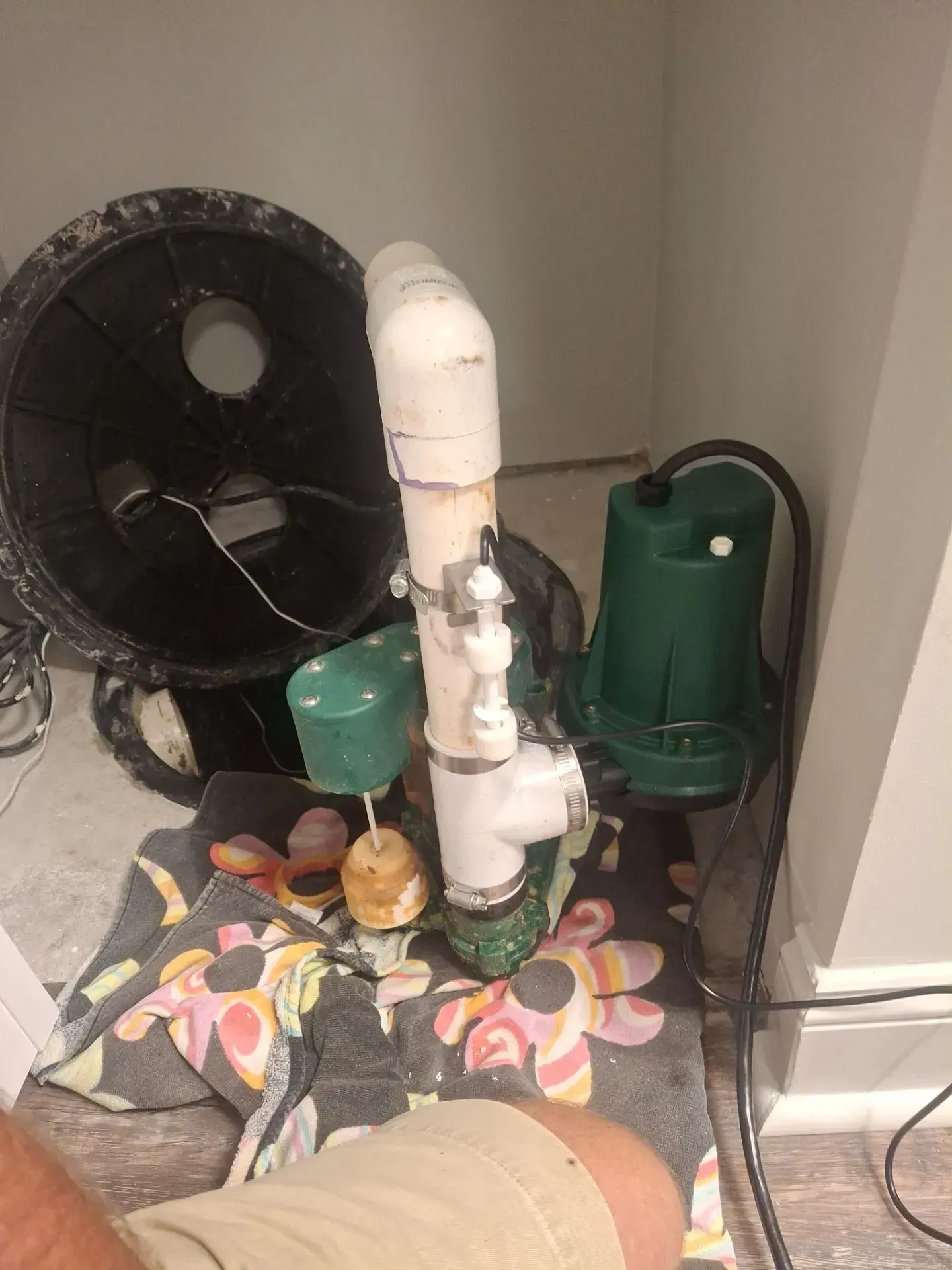 Replacement of a failed sump pump in Alabama, installed by H2O Waterproofing.