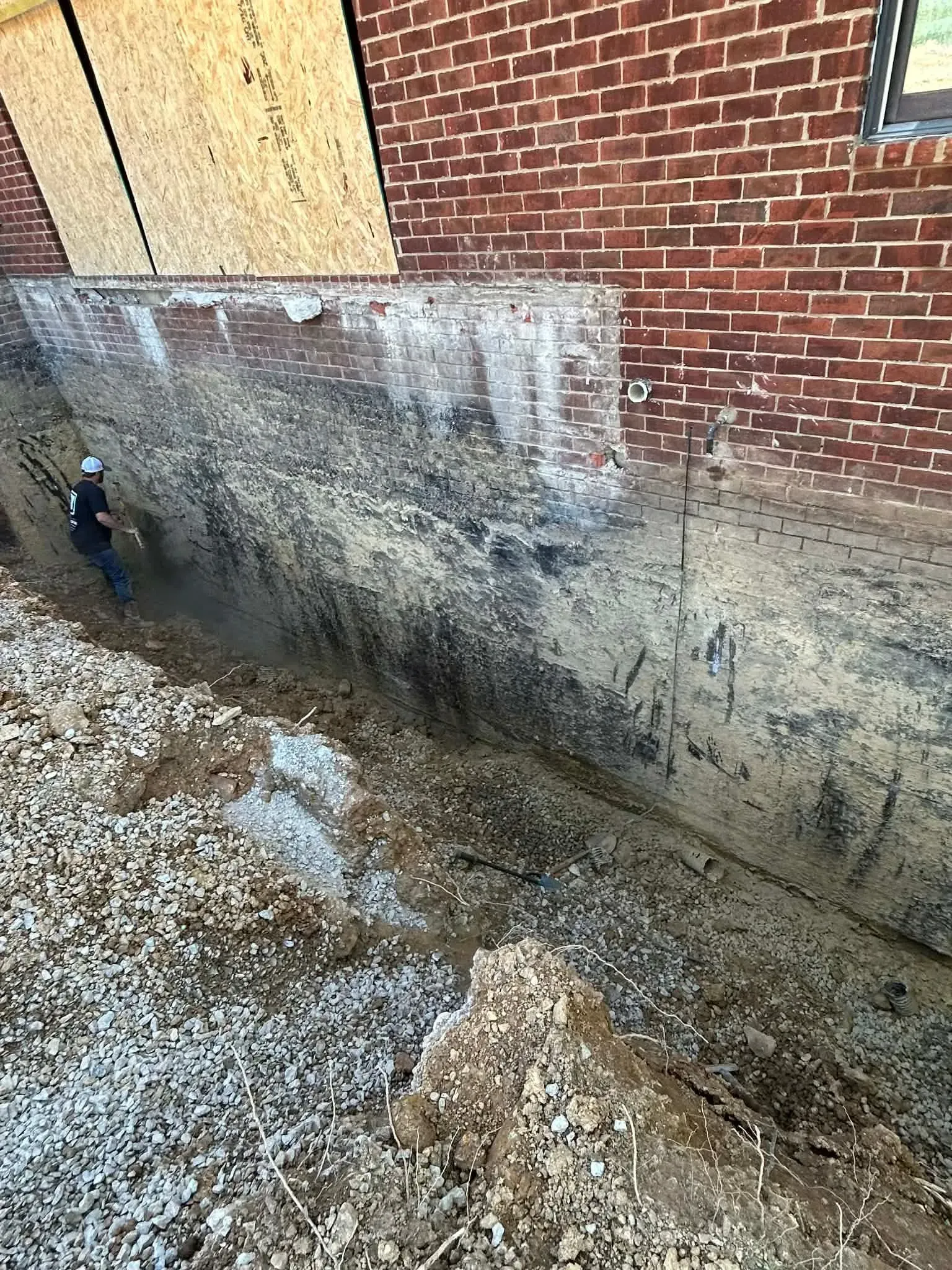 Wall Cleaning and Crack Repair to Alabama foundation wall by H2O Waterproofing