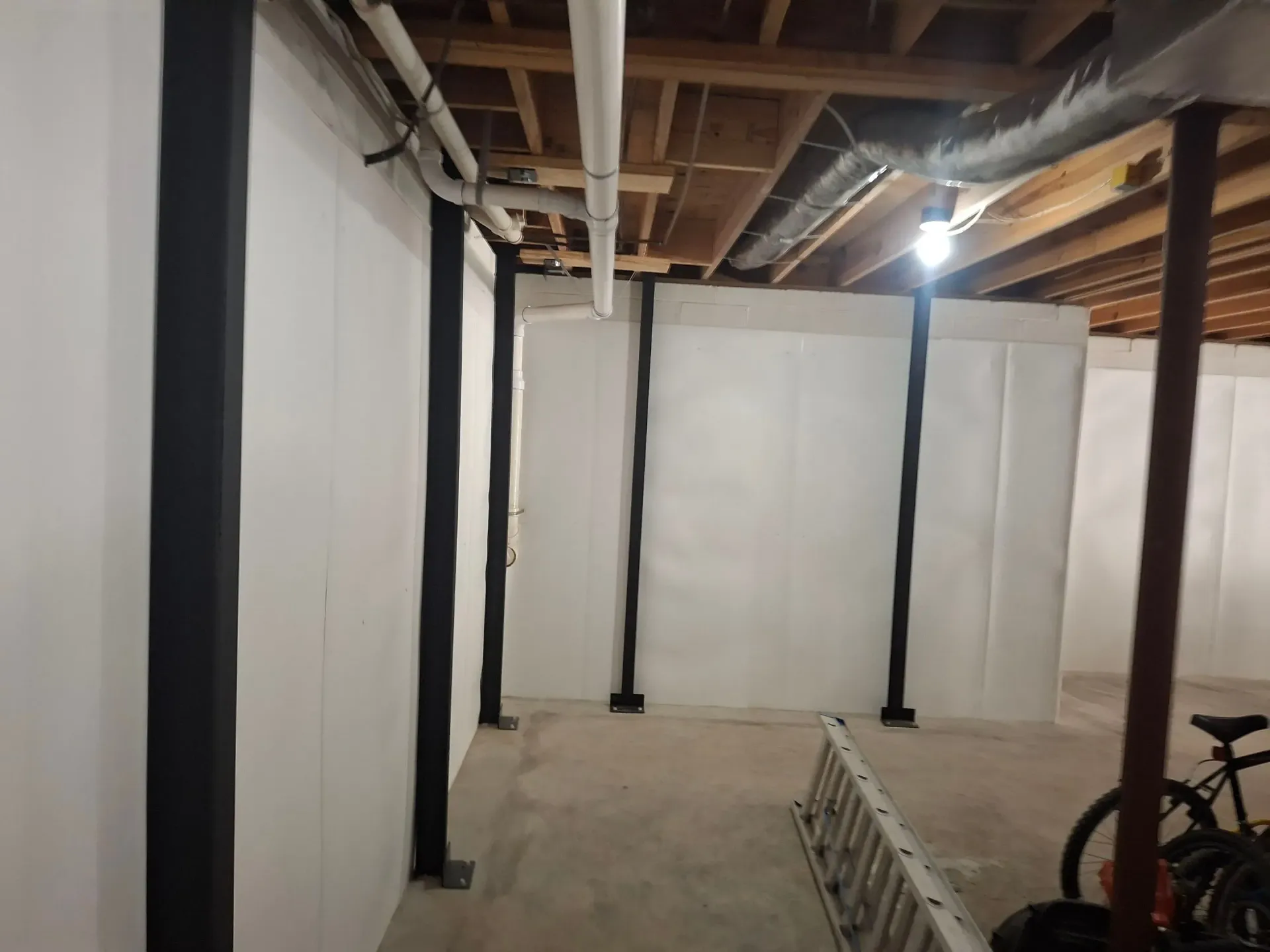 A bowing wall in the basement of a Home in Pinson Alabama.