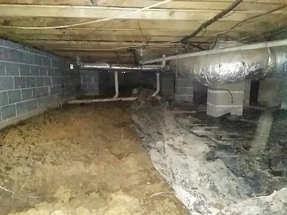 Crawl space before waterproofing in Vestavia Hills, AL by H2O Waterproofing
