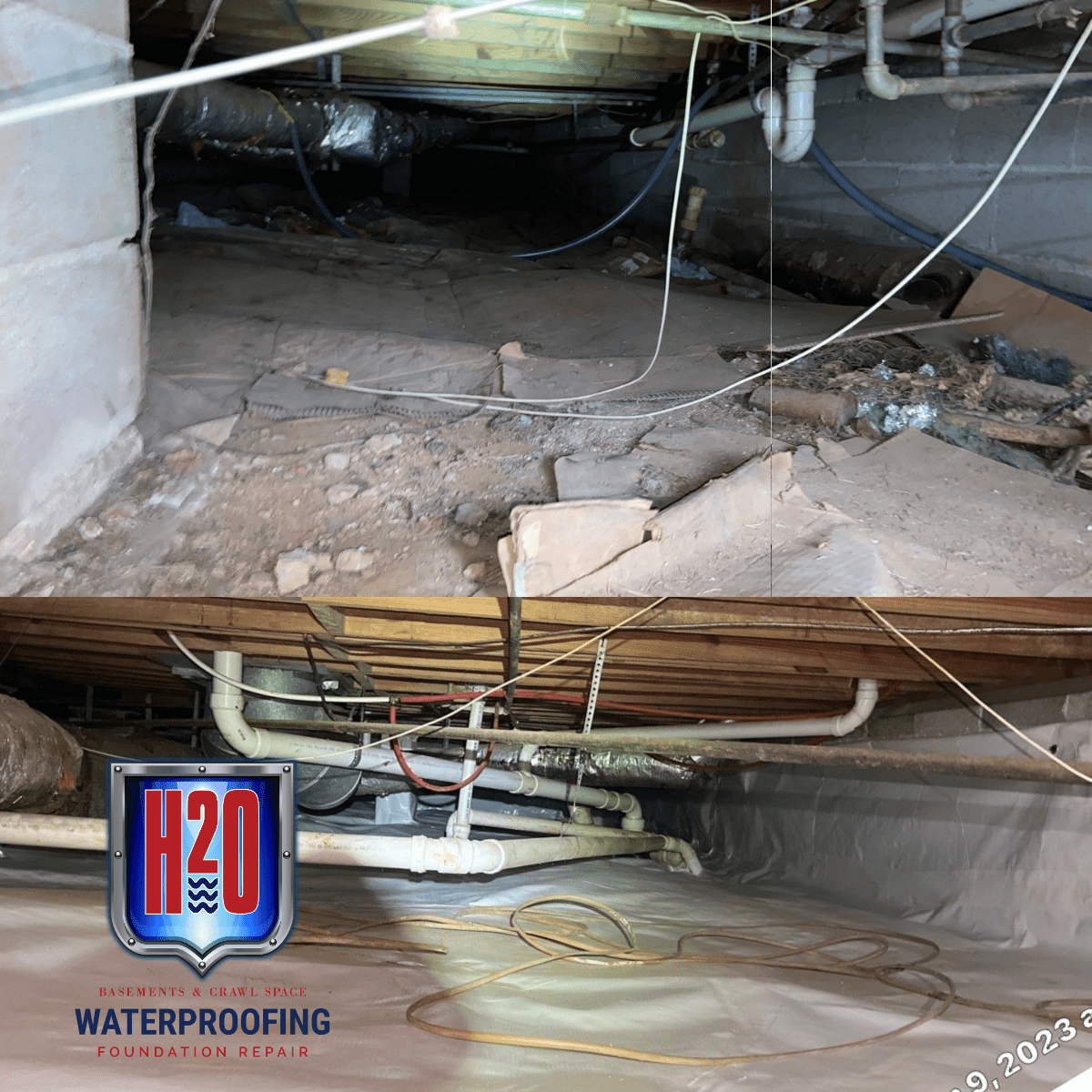 Crawl space door to control humidity for an encapsulated craw space by H2O Waterproofing