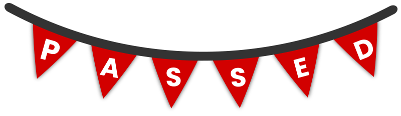 Red triangular bunting flags hanging on a black string, each displaying one white letter to spell out the word
