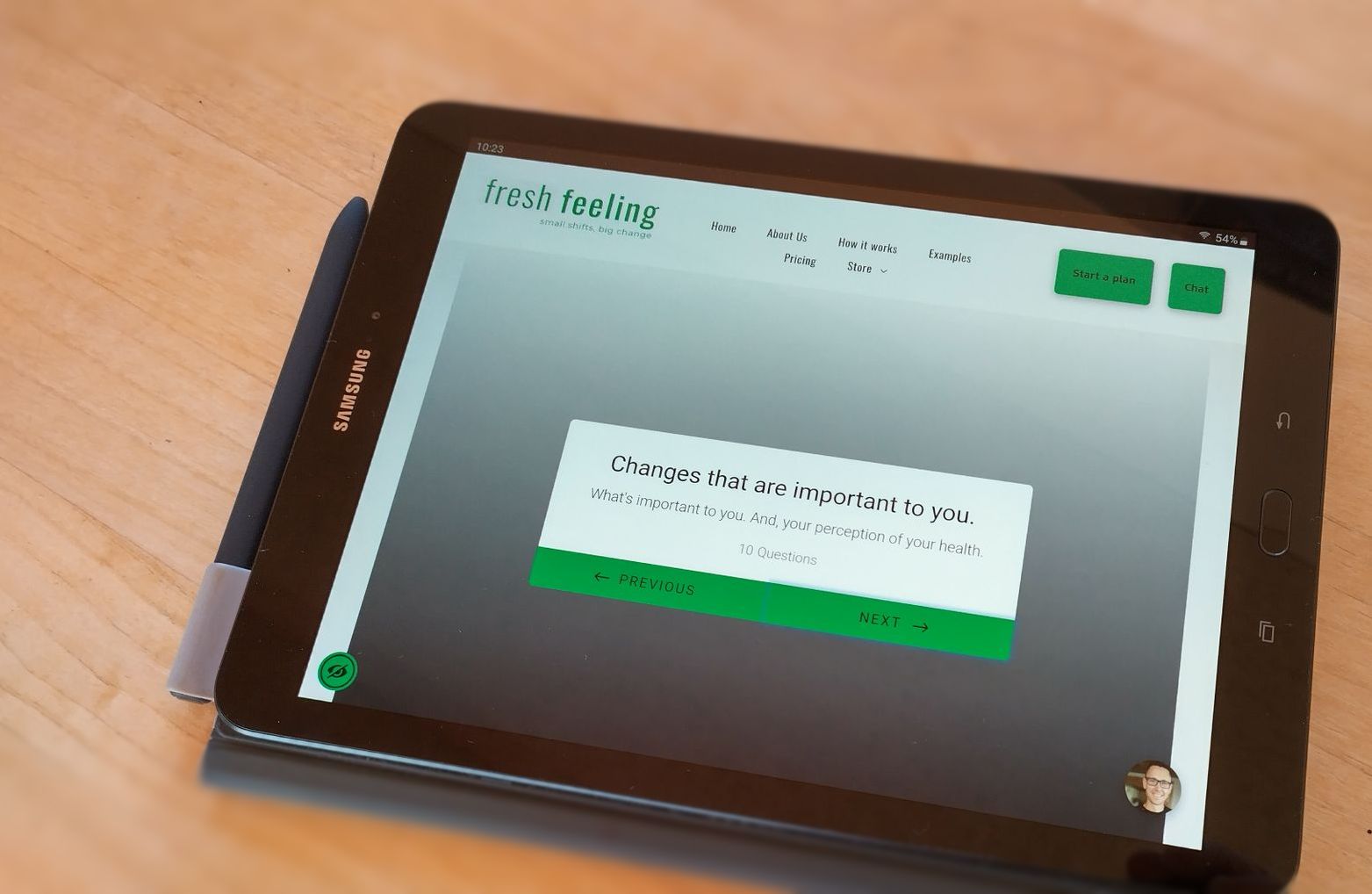 Health assessment being taken on a tablet pc