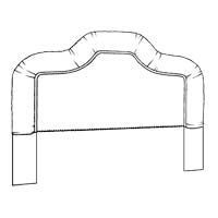 Upholstered headboard with curved top, attached to vertical posts on each side.