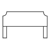 Headboard with rectangular body, decorative top, and two legs.