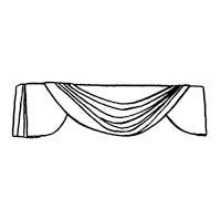 Draped fabric over a surface, with folds cascading downwards and fabric draping at the sides.