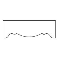 Rectangular decorative architectural element with curved and pointed details along the bottom edge.