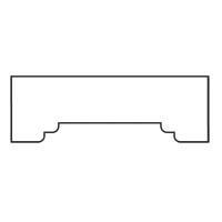 Diagram of a decorative architectural molding profile, with a rectangular shape and curved cutouts.