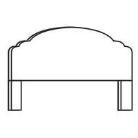 Scalloped upholstered headboard in outline, with two legs extending below the bed frame.