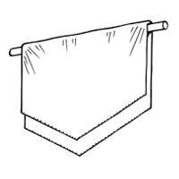 Towel hanging from a bar, with the lower part folded over.
