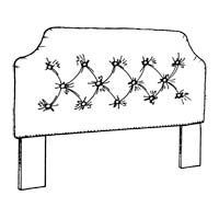 Tufted headboard with a scalloped top and two supporting legs.