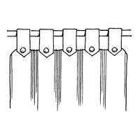 A drawing of a curtain with leather tabs hanging from a rod.