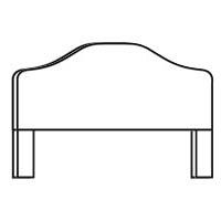 Upholstered headboard with a curved top and two rectangular legs.